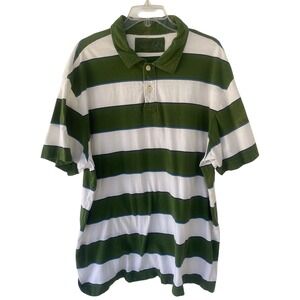 Old Navy Striped Polo Shirt Short Sleeve Casual XXL Green and White Preowned EUC